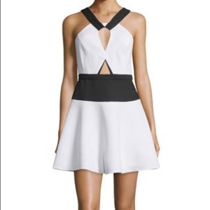 BCBGMAXAZRIA Keyhole Mini Dress, White/Black